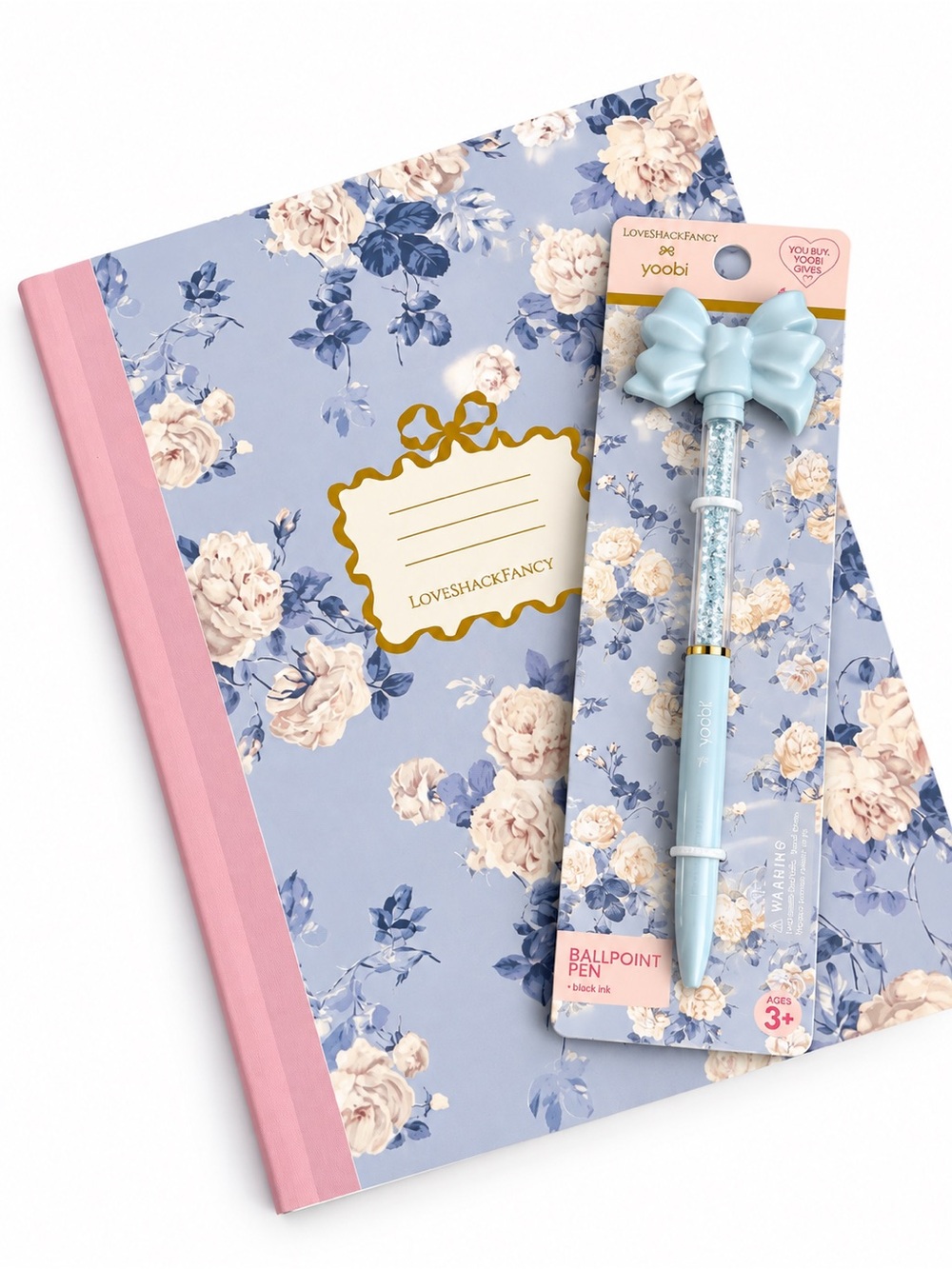 Loveshackfancy x Yoobi Notebook and Pen Bundle in Blue Floral